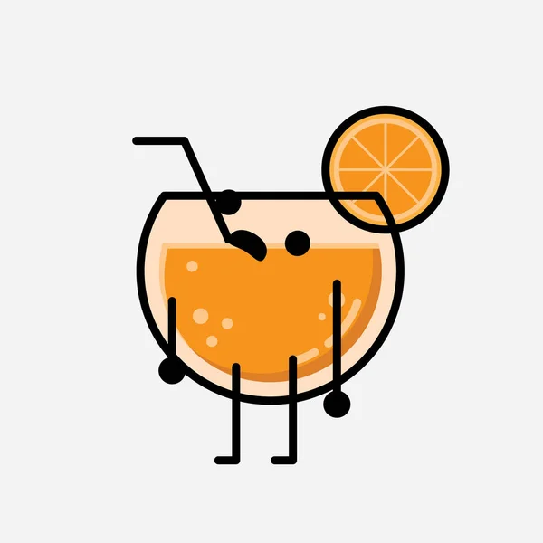 Une Illustration Mignonne Mascotte Jus Orange Caractère Vectoriel Dans Style — Image vectorielle