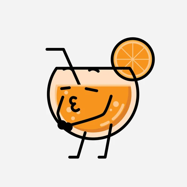 Eine Illustration Des Niedlichen Orangensaft Maskottchen Vector Character Flachen Design — Stockvektor