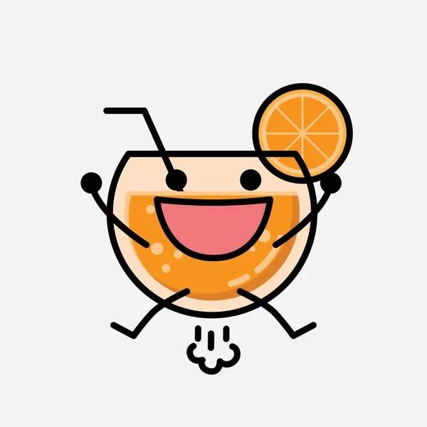Ilustrație Personajului Vector Mascotă Suc Portocale Drăguț Stilul Design Plat — Vector de stoc