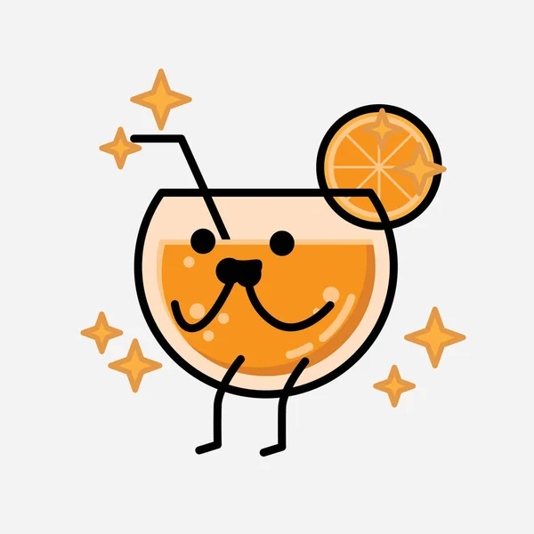 Une Illustration Mignonne Mascotte Jus Orange Caractère Vectoriel Dans Style — Image vectorielle