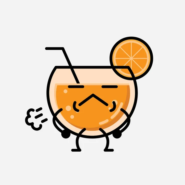 Une Illustration Mignonne Mascotte Jus Orange Caractère Vectoriel Dans Style — Image vectorielle