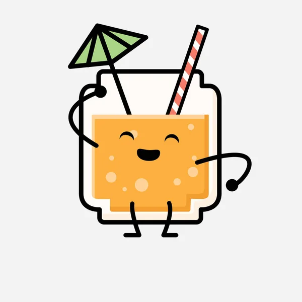 Eine Illustration Des Niedlichen Orangensaft Maskottchen Vector Character Flachen Design — Stockvektor