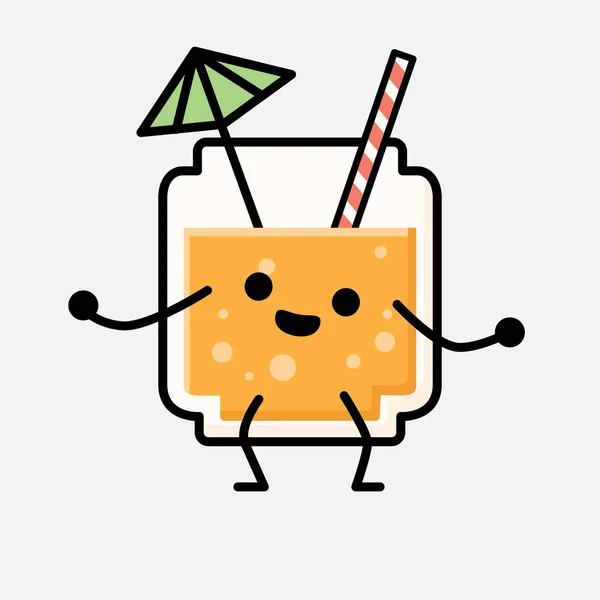 Une Illustration Mignonne Mascotte Jus Orange Caractère Vectoriel Dans Style — Image vectorielle