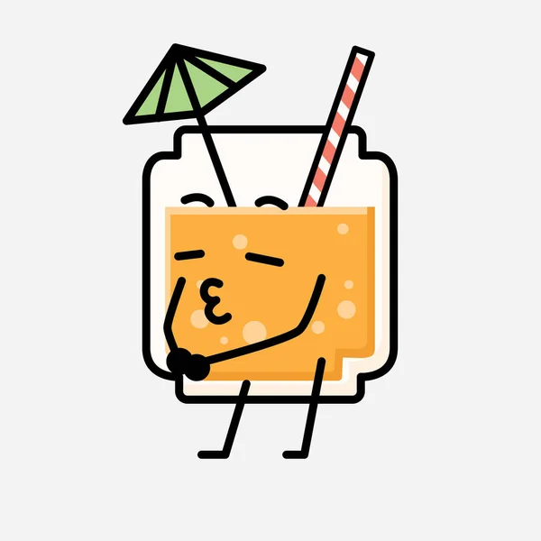 Une Illustration Mignonne Mascotte Jus Orange Caractère Vectoriel Dans Style — Image vectorielle