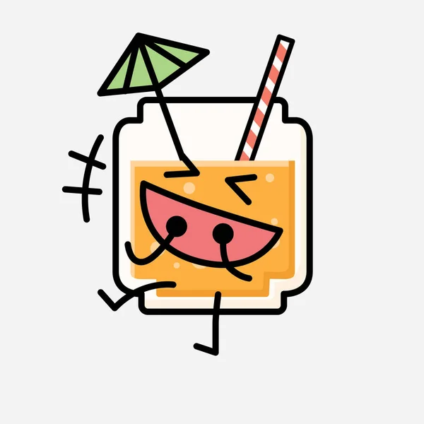フラットデザインスタイルで可愛いオレンジジュースマスコットベクトルキャラクターのイラスト — ストックベクタ