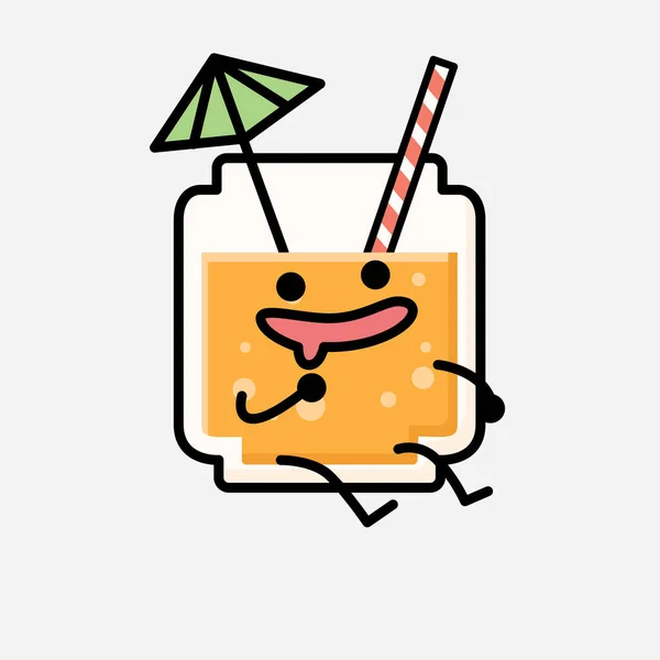 Ілюстрація Cute Orange Juice Mascot Vector Character Flat Design Style — стоковий вектор