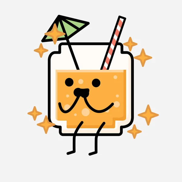 Illustration Cute Orange Juice Mascot Vector Character Flat Design Style — Stock Vector