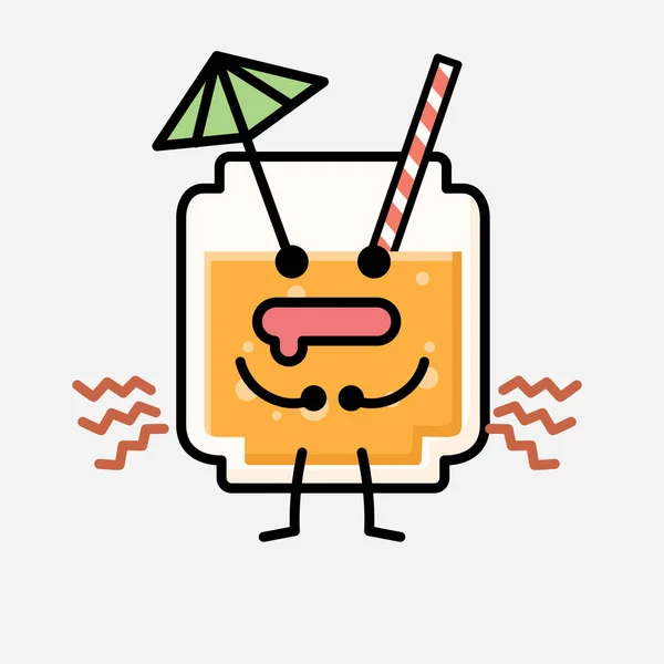 Illustration Cute Orange Juice Mascot Vector Character Flat Design Style — Stock Vector