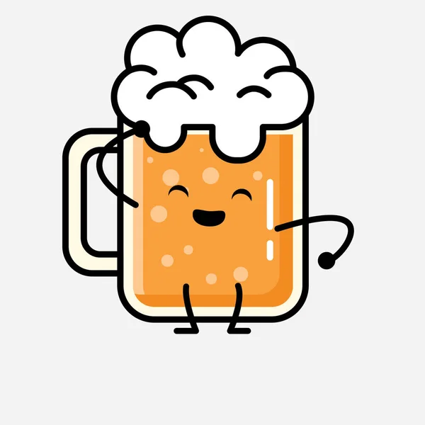 Illustration Cute Beer Mascot Vector Character Flat Design Style — Stock Vector