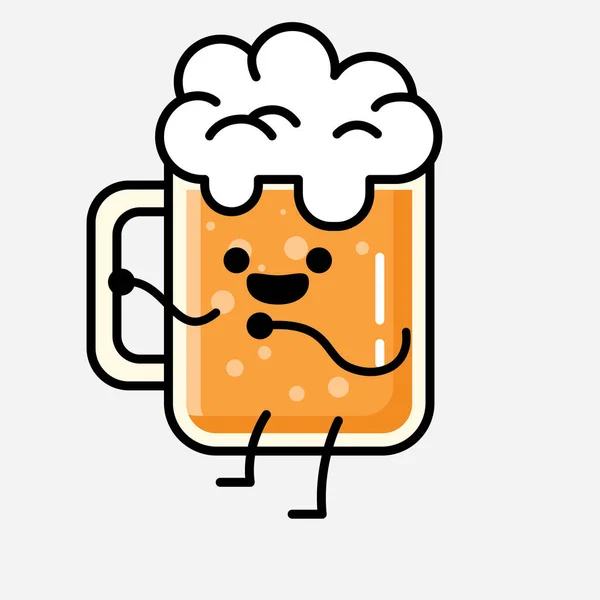 平面设计风格中可爱啤酒吉祥物矢量人物的一个例证 — 图库矢量图片