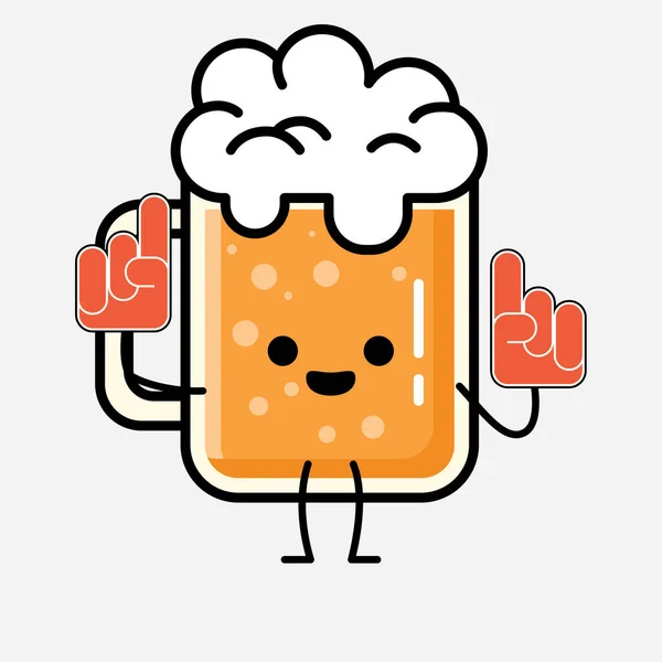 Een Illustratie Van Schattig Bier Mascotte Vector Karakter Vlakke Ontwerp — Stockvector