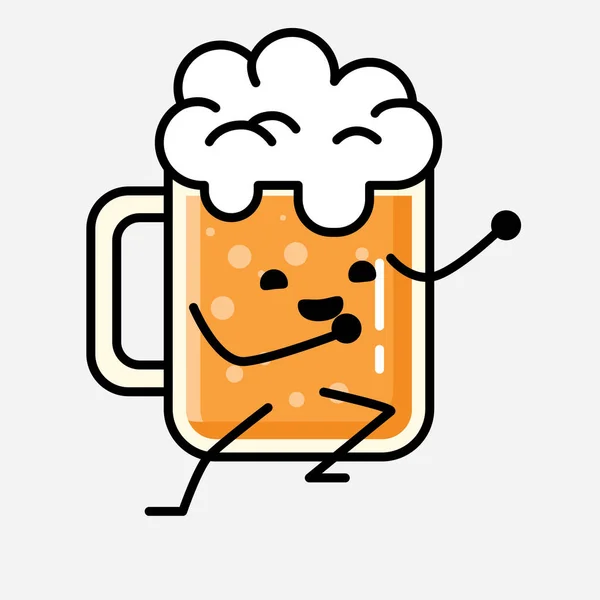 Een Illustratie Van Schattig Bier Mascotte Vector Karakter Vlakke Ontwerp — Stockvector