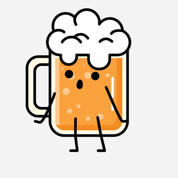 Ilustracja Cute Beer Wektor Znak Maskotki Stylu Flat Design — Wektor stockowy