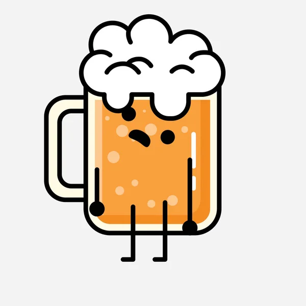 Illustration Cute Beer Mascot Vector Character Flat Design Style — Stock Vector