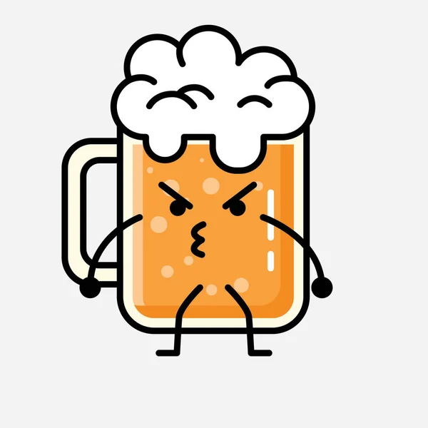 Une Illustration Personnage Vectoriel Mascotte Bière Mignonne Dans Style Conception — Image vectorielle