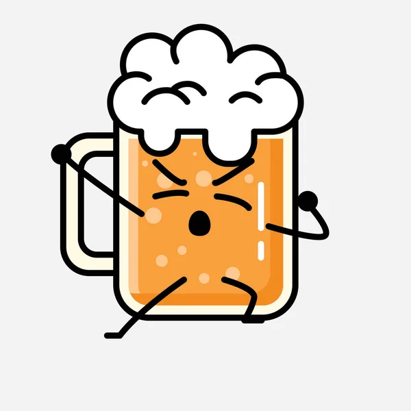 Eine Illustration Des Niedlichen Bier Maskottchen Vektor Charakters Flachen Design — Stockvektor