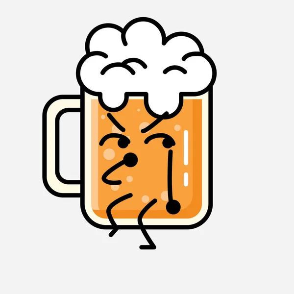 Ilustracja Cute Beer Wektor Znak Maskotki Stylu Flat Design — Wektor stockowy