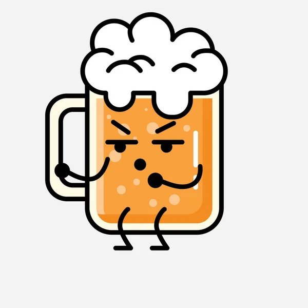 Uma Ilustração Personagem Vetor Mascote Cerveja Bonito Estilo Design Plano —  Vetores de Stock