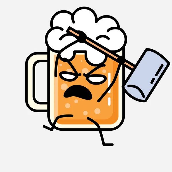 Una Ilustración Del Carácter Lindo Del Vector Mascota Cerveza Estilo — Vector de stock