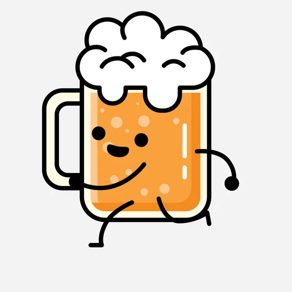 Illustration Cute Beer Mascot Vector Character Flat Design Style — Stock Vector