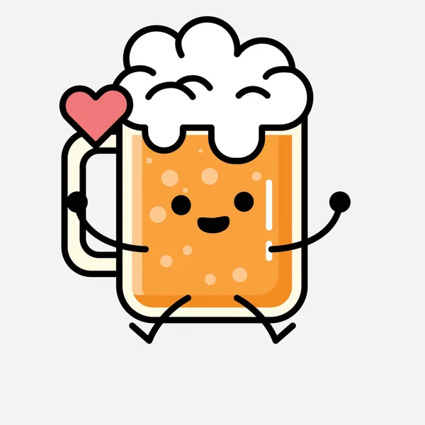 Una Ilustración Del Carácter Lindo Del Vector Mascota Cerveza Estilo — Archivo Imágenes Vectoriales