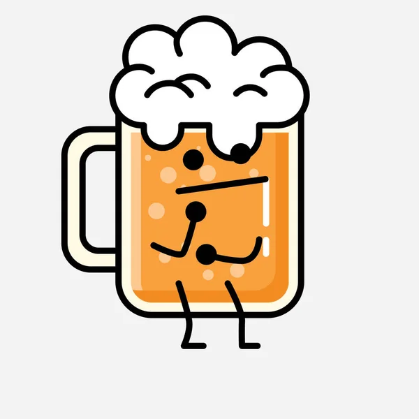 Uma Ilustração Personagem Vetor Mascote Cerveja Bonito Estilo Design Plano —  Vetores de Stock