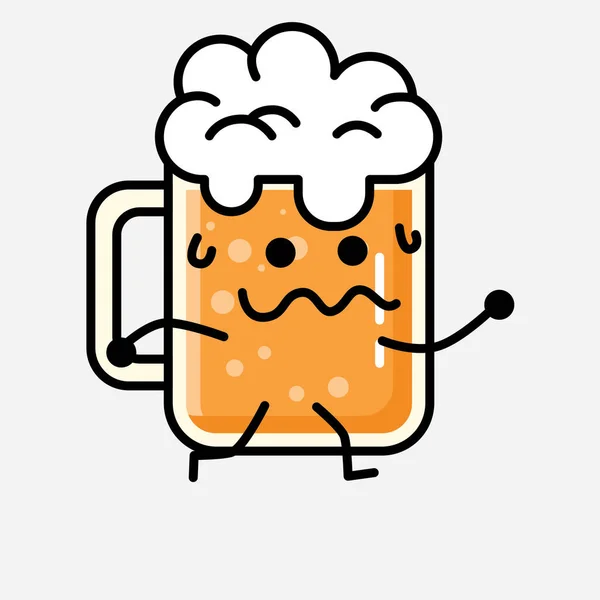 Ilustracja Cute Beer Wektor Znak Maskotki Stylu Flat Design — Wektor stockowy