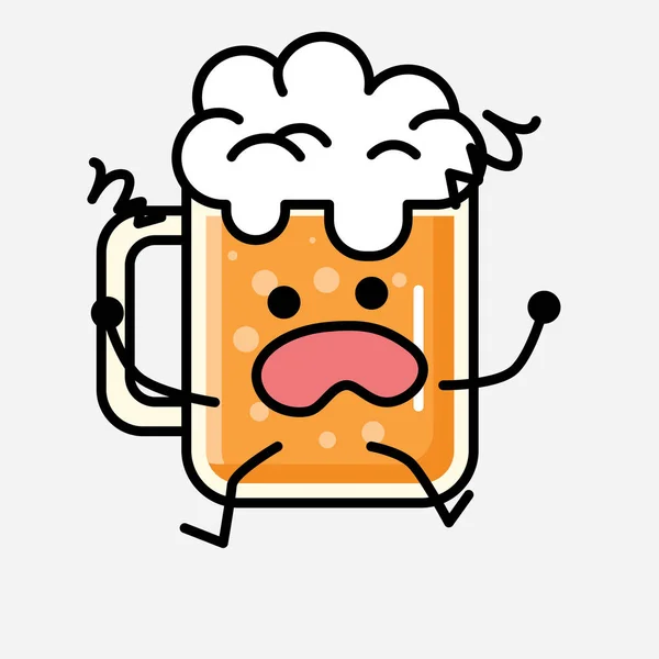 Illustration Cute Beer Mascot Vector Character Flat Design Style — Stock Vector