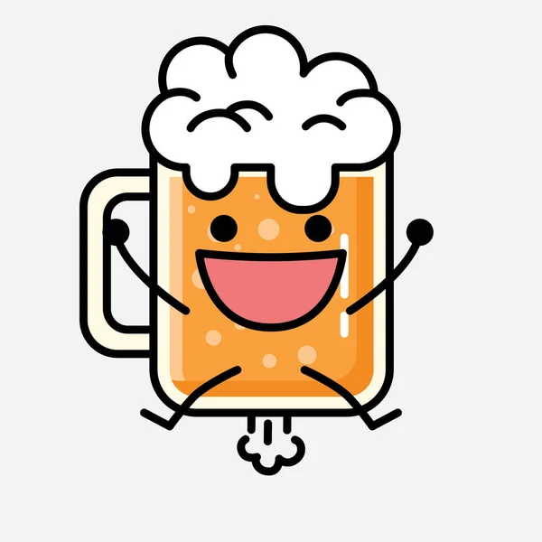 Een Illustratie Van Schattig Bier Mascotte Vector Karakter Vlakke Ontwerp — Stockvector