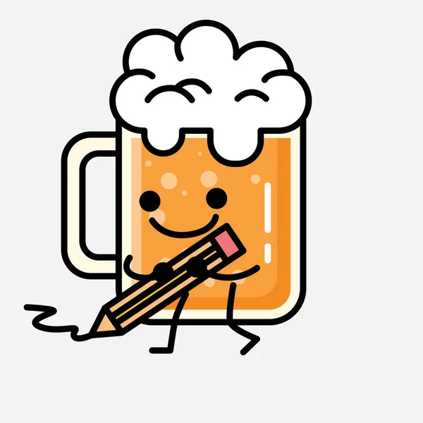 Una Ilustración Del Carácter Lindo Del Vector Mascota Cerveza Estilo — Archivo Imágenes Vectoriales