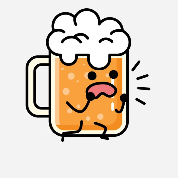 Uma Ilustração Personagem Vetor Mascote Cerveja Bonito Estilo Design Plano —  Vetores de Stock