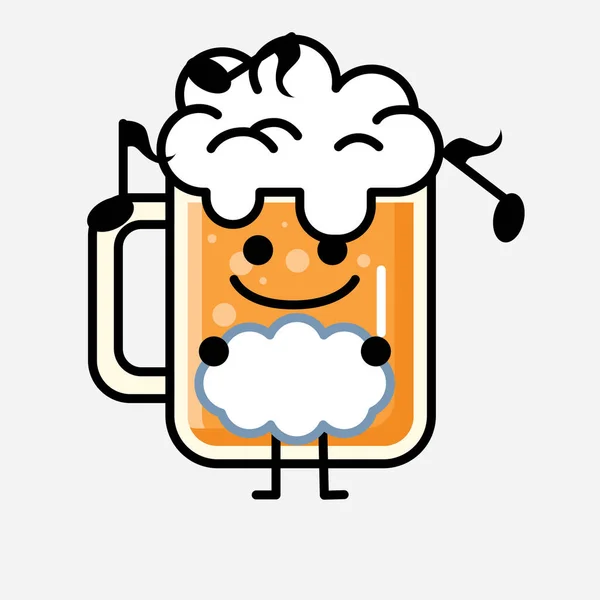 Een Illustratie Van Schattig Bier Mascotte Vector Karakter Vlakke Ontwerp — Stockvector