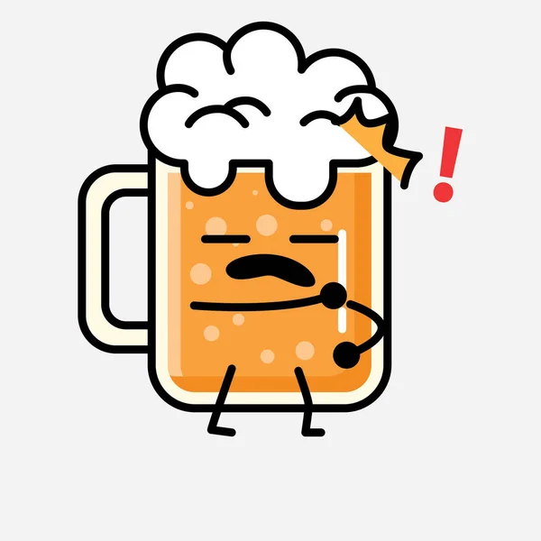 Ilustracja Cute Beer Wektor Znak Maskotki Stylu Flat Design — Wektor stockowy