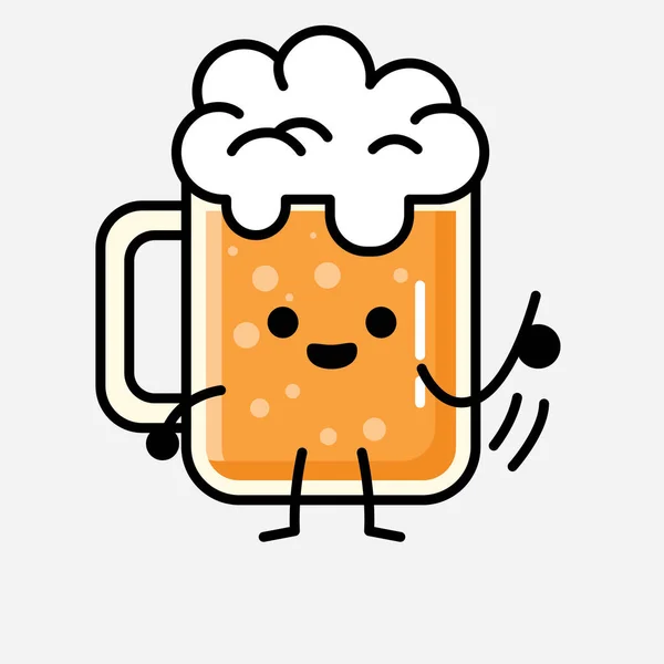 Een Illustratie Van Schattig Bier Mascotte Vector Karakter Vlakke Ontwerp — Stockvector