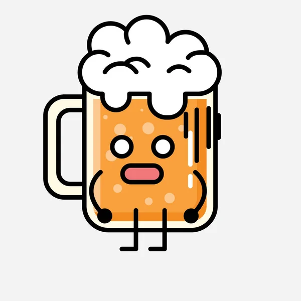 Illustration Cute Beer Mascot Vector Character Flat Design Style — Stock Vector