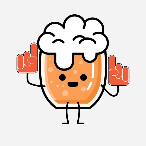 Ilustracja Cute Beer Wektor Znak Maskotki Stylu Flat Design — Wektor stockowy