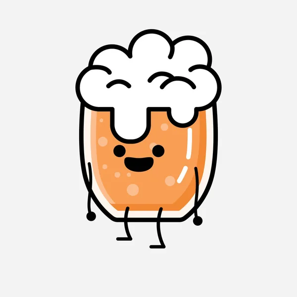 Ilustracja Cute Beer Wektor Znak Maskotki Stylu Flat Design — Wektor stockowy