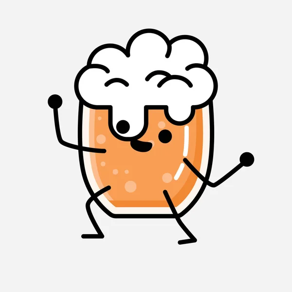 Una Ilustración Del Carácter Lindo Del Vector Mascota Cerveza Estilo — Vector de stock