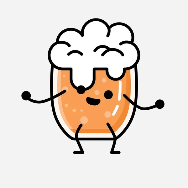 Ilustracja Cute Beer Wektor Znak Maskotki Stylu Flat Design — Wektor stockowy