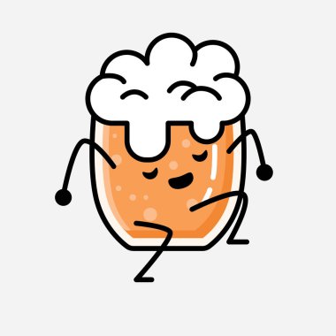 Düz Tasarım Biçimli Şirin Bira Maskot Vektör Karakteri