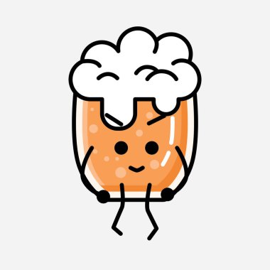 Düz Tasarım Biçimli Şirin Bira Maskot Vektör Karakteri