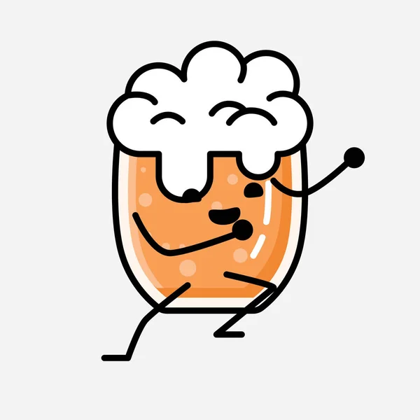 Uma Ilustração Personagem Vetor Mascote Cerveja Bonito Estilo Design Plano — Vetor de Stock