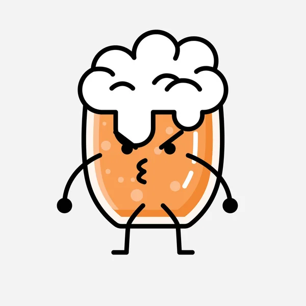 Μια Απεικόνιση Του Χαριτωμένο Μασκότ Μπύρα Χαρακτήρα Διάνυσμα Επίπεδο Στυλ — Διανυσματικό Αρχείο