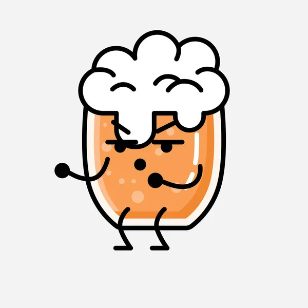 Een Illustratie Van Schattig Bier Mascotte Vector Karakter Vlakke Ontwerp — Stockvector