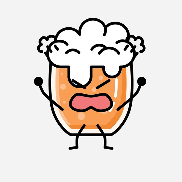 Sebuah Ilustrasi Cute Beer Mascot Vector Karakter Dalam Gaya Rancangan - Stok Vektor