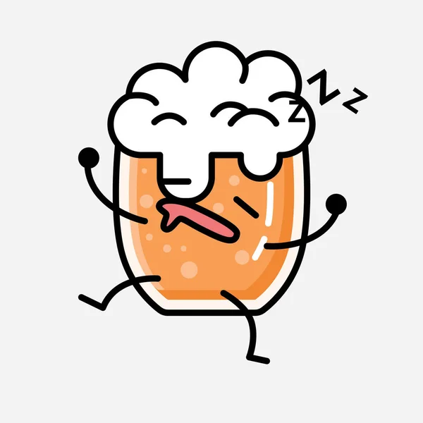 Flat Design Style Cute Beer Mascot Vector Character — 스톡 벡터