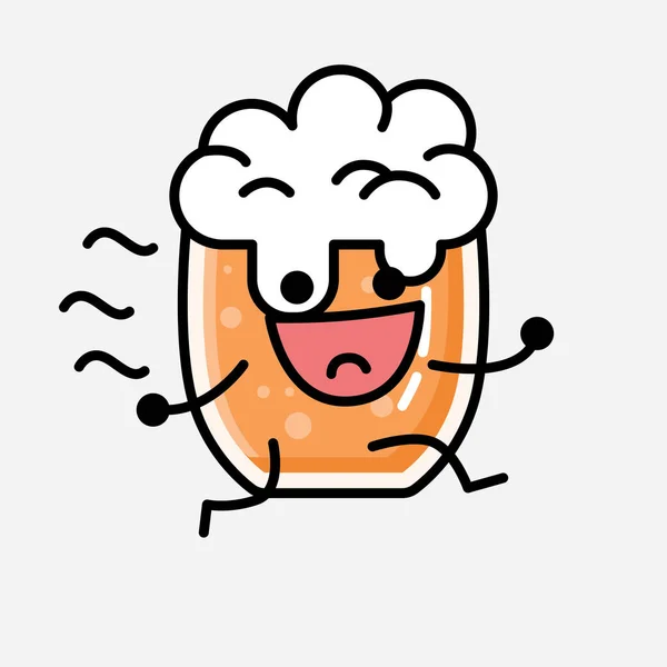 Sebuah Ilustrasi Cute Beer Mascot Vector Karakter Dalam Gaya Rancangan - Stok Vektor