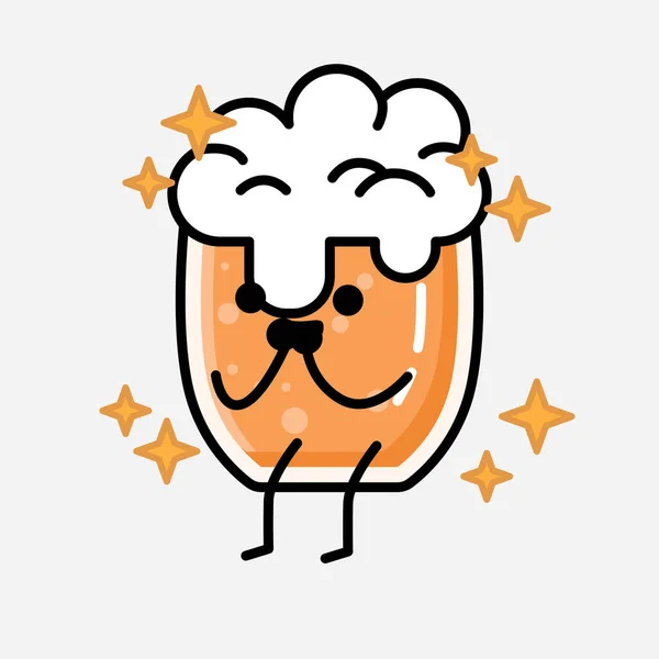 Uma Ilustração Personagem Vetor Mascote Cerveja Bonito Estilo Design Plano — Vetor de Stock