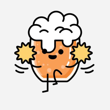 Düz Tasarım Biçimli Şirin Bira Maskot Vektör Karakteri