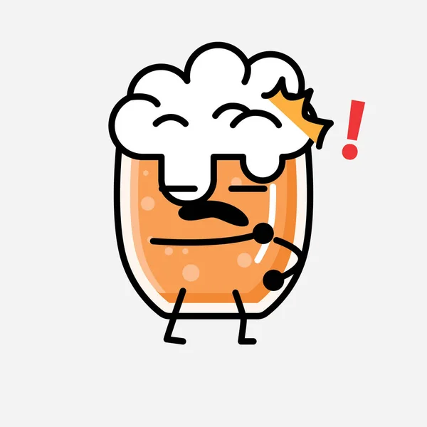 Een Illustratie Van Schattig Bier Mascotte Vector Karakter Vlakke Ontwerp — Stockvector